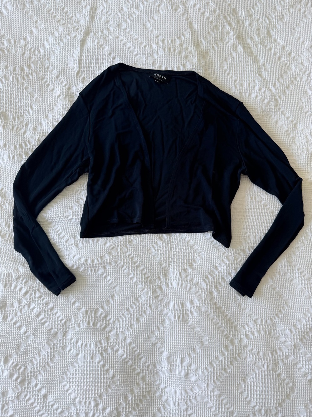 Short Navy Blue Women's Open-Front Cardigan Shrug